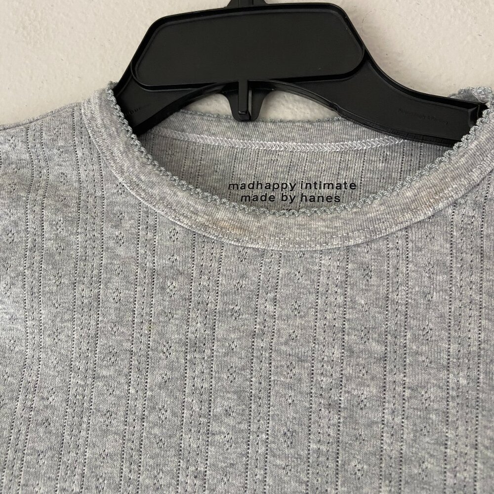 MADHAPPY Hanes Pointelle Baby Tee GRAY SZ XS - Picture 3 of 4